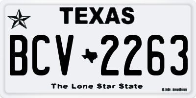 TX license plate BCV2263