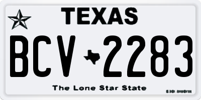 TX license plate BCV2283