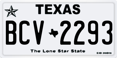 TX license plate BCV2293