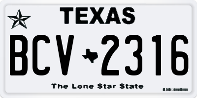 TX license plate BCV2316