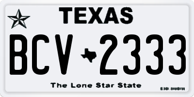 TX license plate BCV2333
