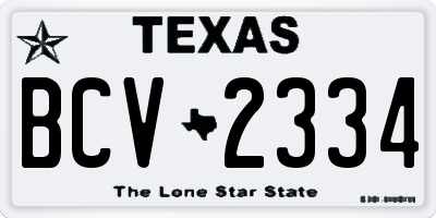 TX license plate BCV2334