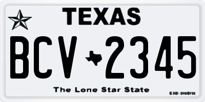 TX license plate BCV2345