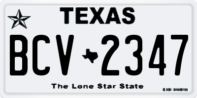 TX license plate BCV2347