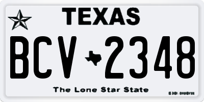 TX license plate BCV2348