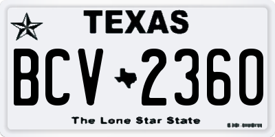 TX license plate BCV2360