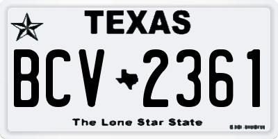 TX license plate BCV2361