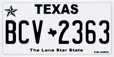 TX license plate BCV2363
