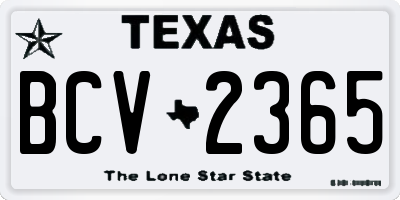 TX license plate BCV2365