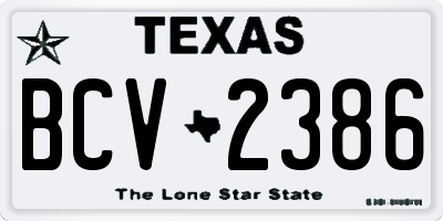 TX license plate BCV2386