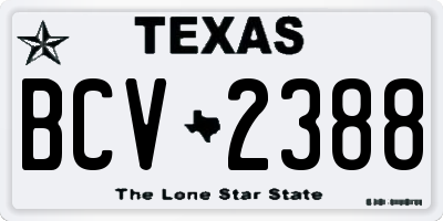 TX license plate BCV2388