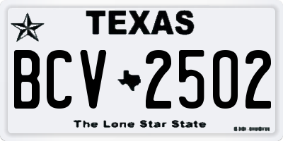TX license plate BCV2502