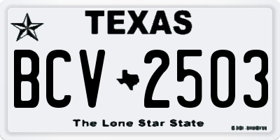 TX license plate BCV2503