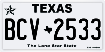 TX license plate BCV2533
