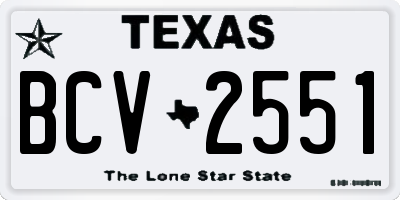 TX license plate BCV2551