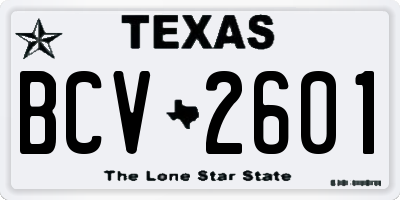 TX license plate BCV2601