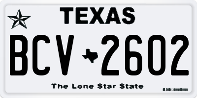TX license plate BCV2602