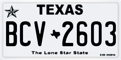 TX license plate BCV2603