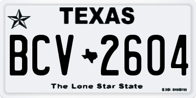 TX license plate BCV2604