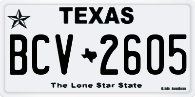TX license plate BCV2605