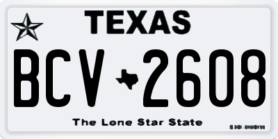 TX license plate BCV2608