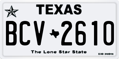 TX license plate BCV2610