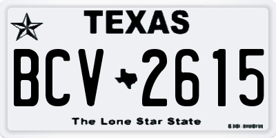 TX license plate BCV2615