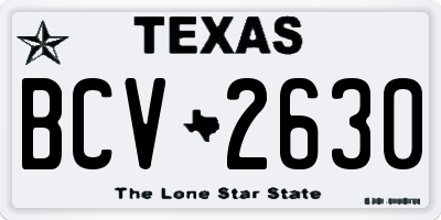 TX license plate BCV2630