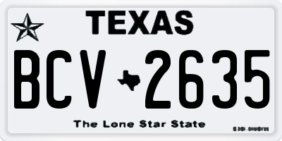 TX license plate BCV2635
