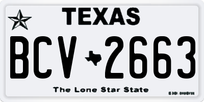 TX license plate BCV2663