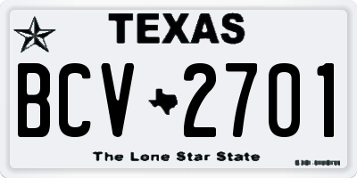 TX license plate BCV2701