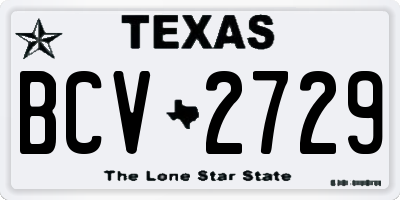 TX license plate BCV2729