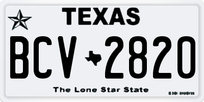 TX license plate BCV2820