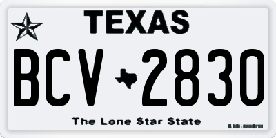 TX license plate BCV2830