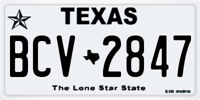 TX license plate BCV2847