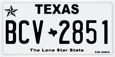 TX license plate BCV2851