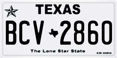TX license plate BCV2860