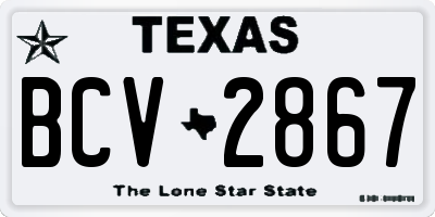 TX license plate BCV2867