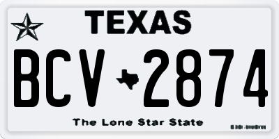 TX license plate BCV2874