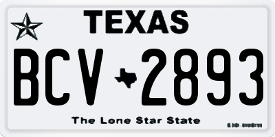 TX license plate BCV2893