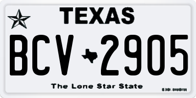 TX license plate BCV2905