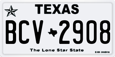 TX license plate BCV2908