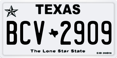 TX license plate BCV2909