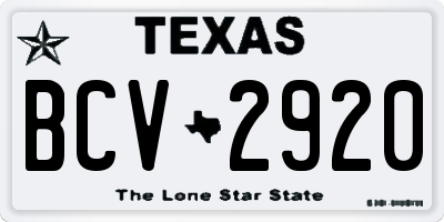 TX license plate BCV2920
