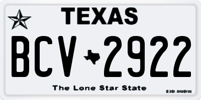 TX license plate BCV2922