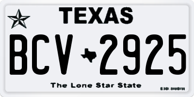 TX license plate BCV2925