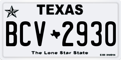 TX license plate BCV2930