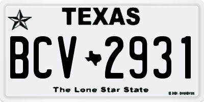 TX license plate BCV2931