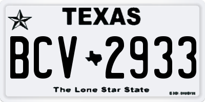 TX license plate BCV2933