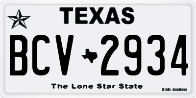 TX license plate BCV2934